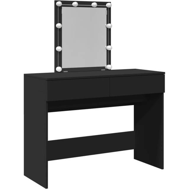 vidaXL Dressing Table with LED Black 100x40x130 cm