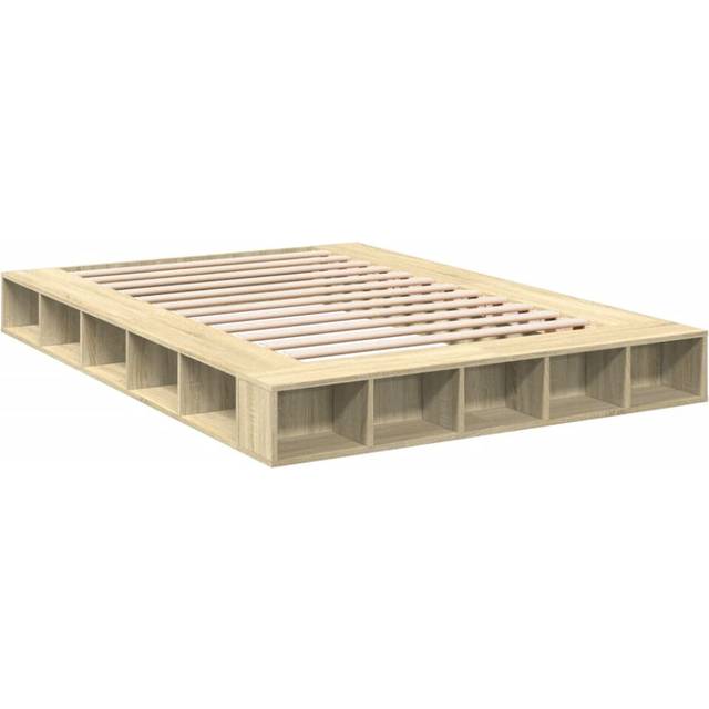 vidaXL Bed Frame without Mattress Sonoma Oak 150x200 cm King Size - Brown