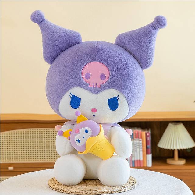 (40cm/15.75in) Sanrio Kuromi Plush Toy Fashion Comfort Cute Ice Cream Throw Pillow Doll Gift