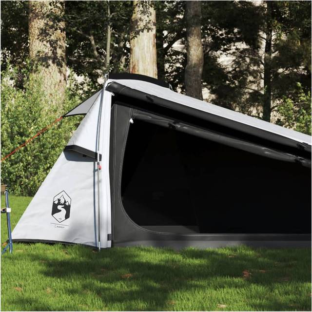 vidaXL Camping Tent Tunnel 2-Person White Blackout Fabric Waterproof