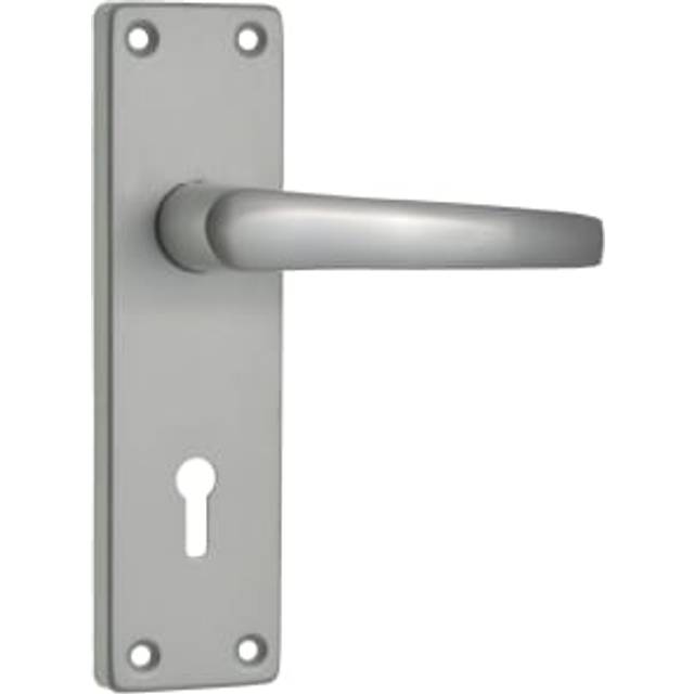 Contract Satin Aluminium Lock Door Handle - 1 Pair