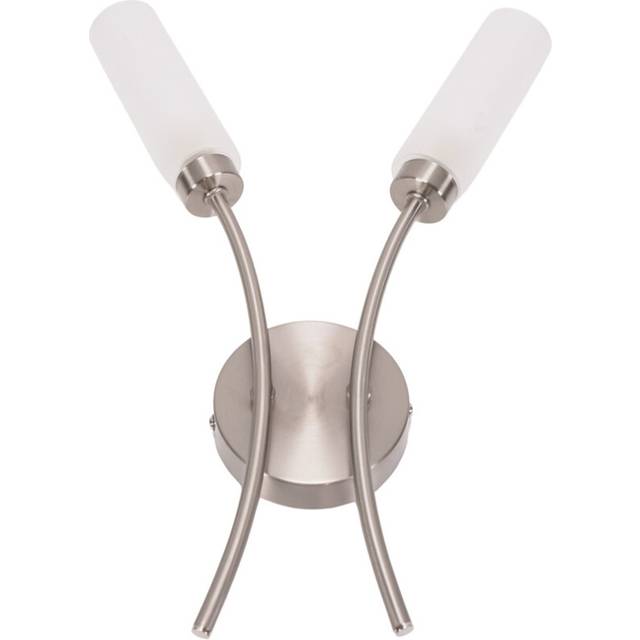 Maya 2 Way Curved Upright Reed Shaded Wall Light - Silver - One Size