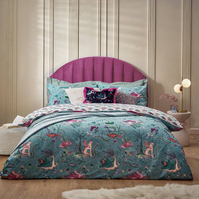 Furn Athena Reversible Duvet Cover and Pillowcase Set - Blue