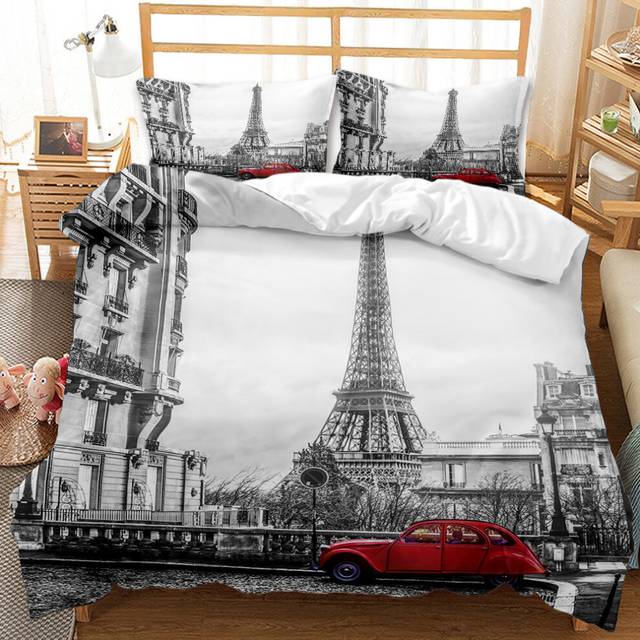 (E, EU-Single(2pcs):140Ã210cm) 3D Printed England Street Views Building Bedding âCovers Set