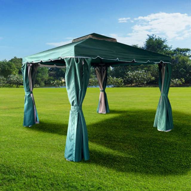 Green Gazebo with Nets Aluminium Frame and Powder coated Steel Roof,3x4x2.75m - One Size