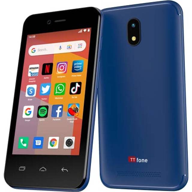 TT20 Smart 3G Mobile Phone with Android GO - 8GB - Dual Sim - 4Inch Touch Screen - Pay As You Go (EE Blue with 10 Credit)