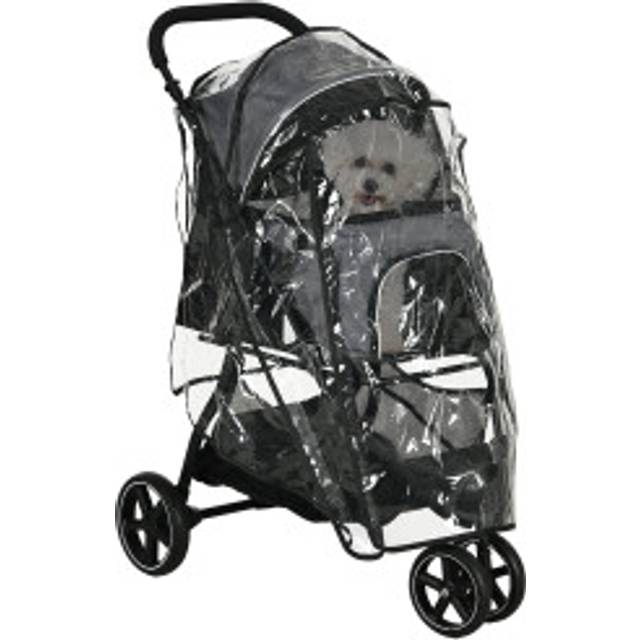 Vikbar Pet Buggy med Regnskydd & Förvaringskorg