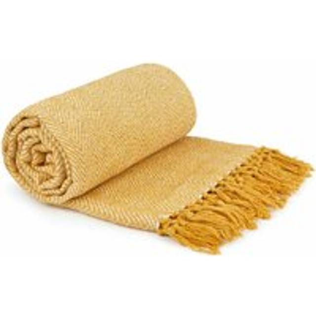 Herringbone Ochre Recycled Cotton Throw - Yellow