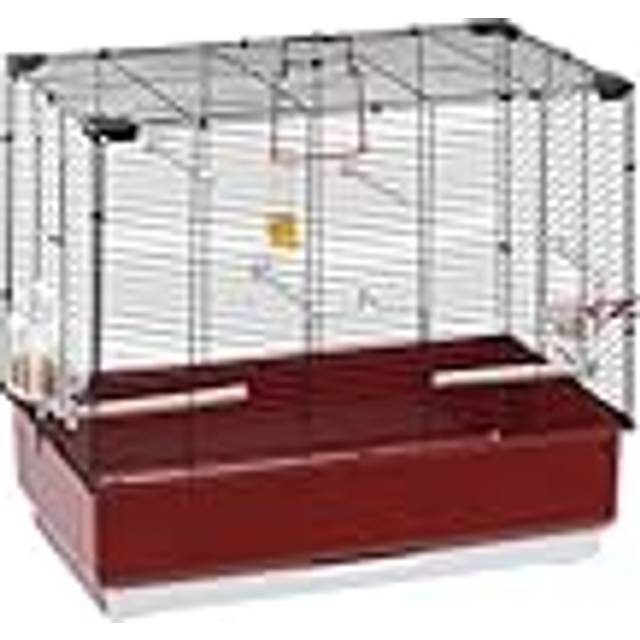 55Cm Flat Top Table Top Bird Cage with Perch - Red (55cm H X 59cm W X 33cm D)