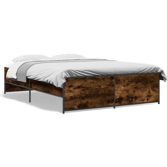 vidaXL Bed Frame without Mattress Smoked Oak 120x200 cm - Brown