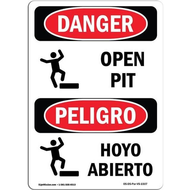 SignMission OS-DS-P-1014-VS-1507 OSHA Danger Sign - Open Pit