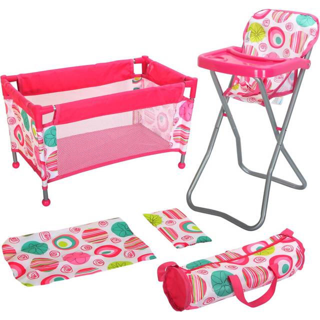 BiBi Doll Baby Doll High Chair & Cot Set Baby Doll Accessories Doll Furniture