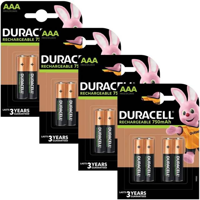 Duracell 750mAh AAA Size Rechargeable Batteries--Pack of 16