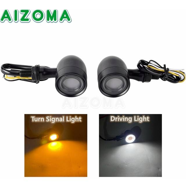 (4646 Black) 10mm Motorcycle Smoke Lens Red Amber LED Turn Signal Light Bullet Flashing