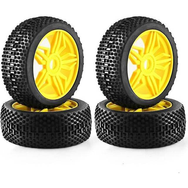 116mm 1/8 Scale Rc Buggy Tires 17mm Hex Rc Wheels and Tires Compatible with Arrma Redcat Team Losi Hpi ,yellow