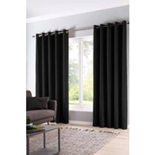 Fusion Sorbonne Ready Made Eyelet Curtains Black