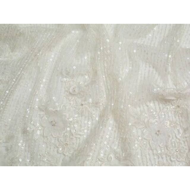 Minerva rayne beaded lace fabric ivory - per metre