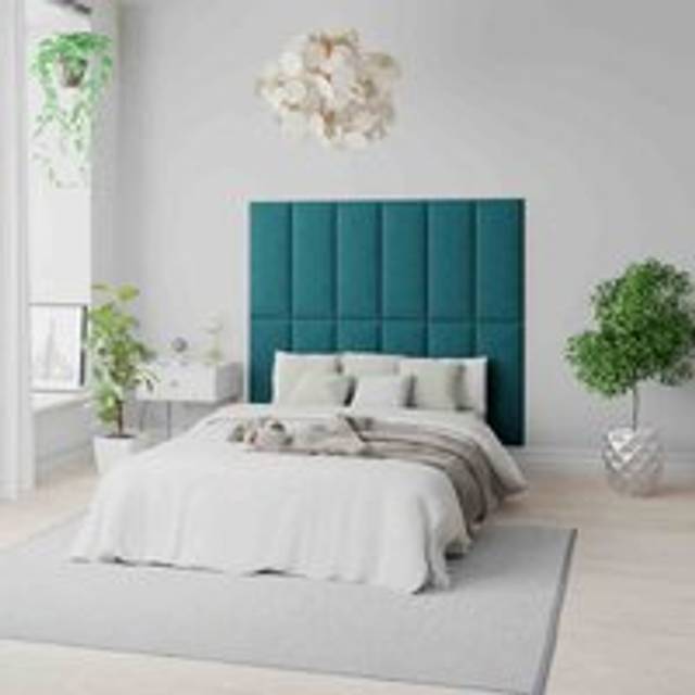 Aspire Easymount Wall Mounted Upholstered Panels Modular Diy Headboard In Plush Velvet Fabric Emerald (pack Of 4), Green