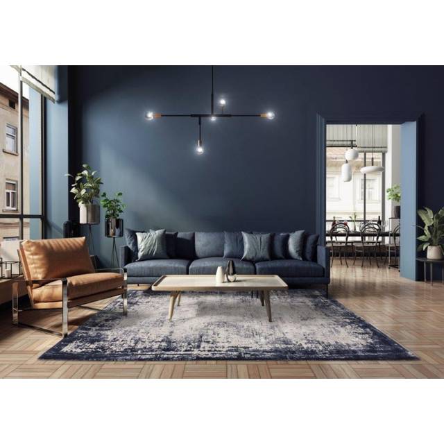 Asiatic Kuza 200X290Cm Border Navy Rug, Blue