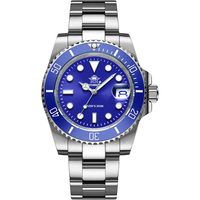 Stainless steel quartz watch 200m waterproof luminous analogue unisex dive