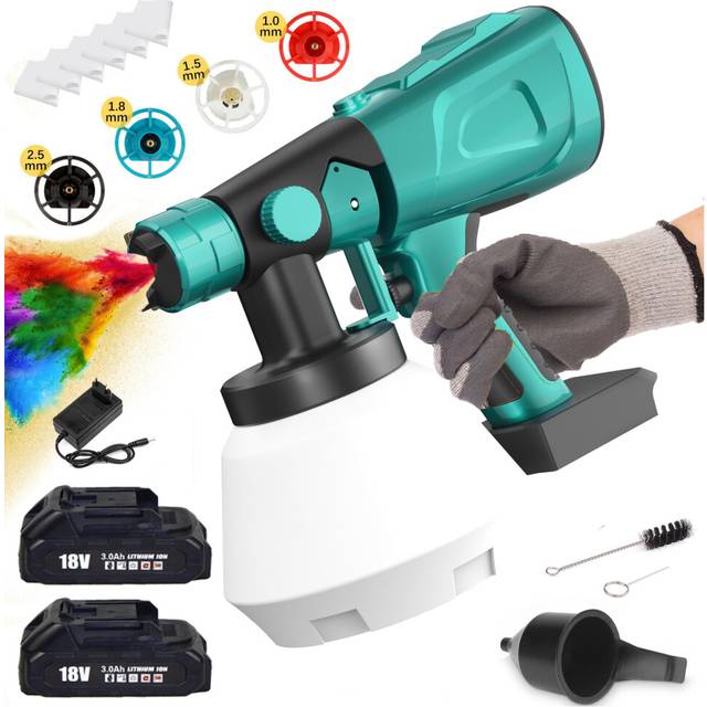 Cordless Paint Sprayer Electric Spray Gun Airless HVLP+2Battery+Charger-Makita Compatible