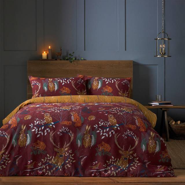furn. Forest Fauna Woodland Super King Rust Duvet Set - Brown