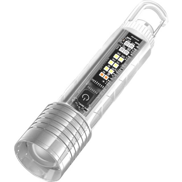 Chronus LED Flashlight Strong Magnets USB Rechargeable Handheld Flashlights Portable Lights Telescopic Zoomable Camping Lantern(White)