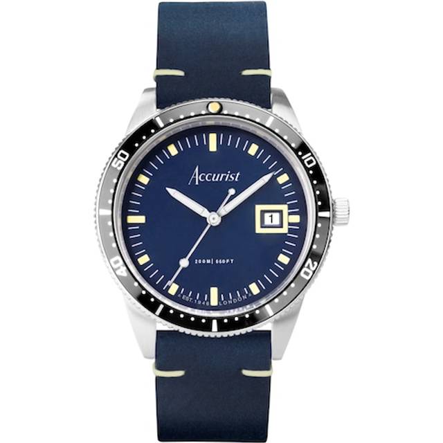 Accurist Men's Dive 42mm Dial Blue Leather Strap Watch