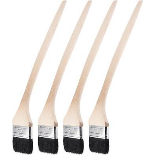 Bent Radiator Paint Brush 17 Length 3 Width Bristle Long Handle 4pcs