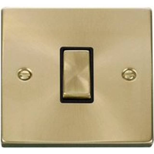 Se Home - Satin / Brushed Brass 10A 1 Gang Intermediate Ingot Light Switch - Black Trim