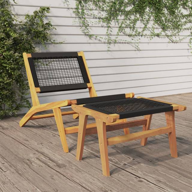 vidaXL Garden Chair with Footrest Solid Wood Teak and Polyester - Brown