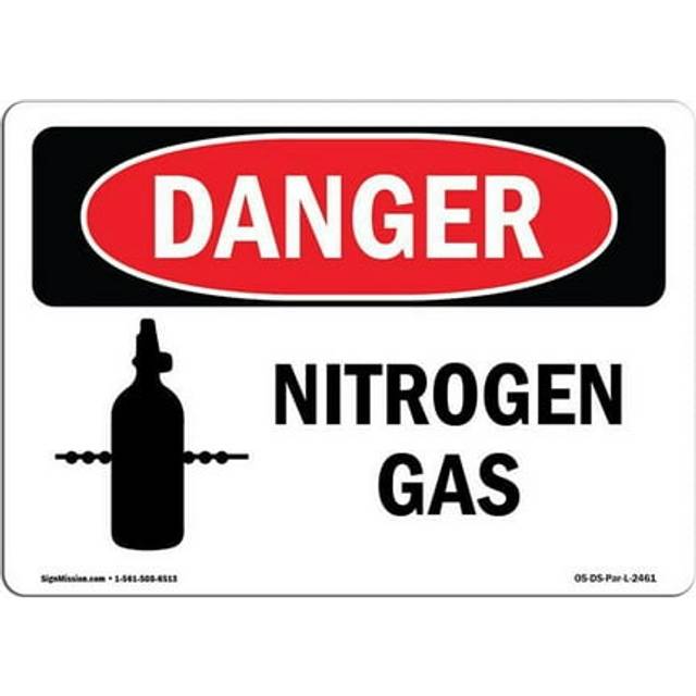 SignMission OS-DS-D-35-L-2461 OSHA Danger Sign - Nitrogen Gas