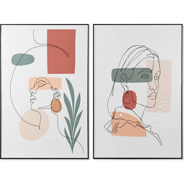 Painting Home ESPRIT Green Beige Lady Scandinavian 80 x 3,5 x 120 cm (2 Units)