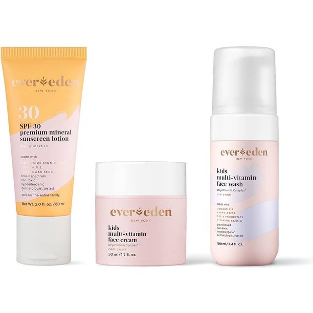 Evereden Daily 1-2-3 Routine Bundle: Clean & Vegan Skin Care Set for Kids - Hydrating & Nourishing Tween Skincare Set with Multi-Vitamin Fac