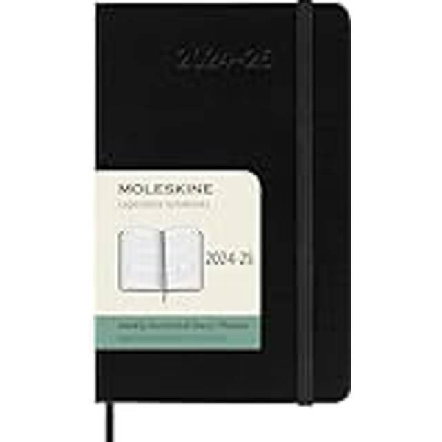Weekly Planner 2024-2025, Weekly Agenda 18 Months 2025, Horizontal Planner with Hard Cover and Elastic Closure, Pocket Size 9 x 14 cm, Color Black