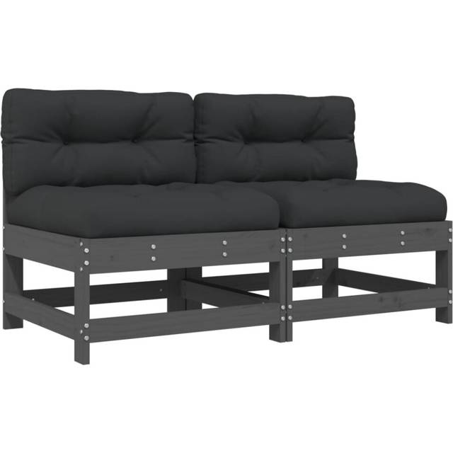 Vidaxl - Middle Sofas with Cushions 2 pcs Grey Solid Wood Pine