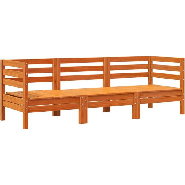vidaXL Garden Sofa 3-Seater Wax Brown Solid Wood Pine