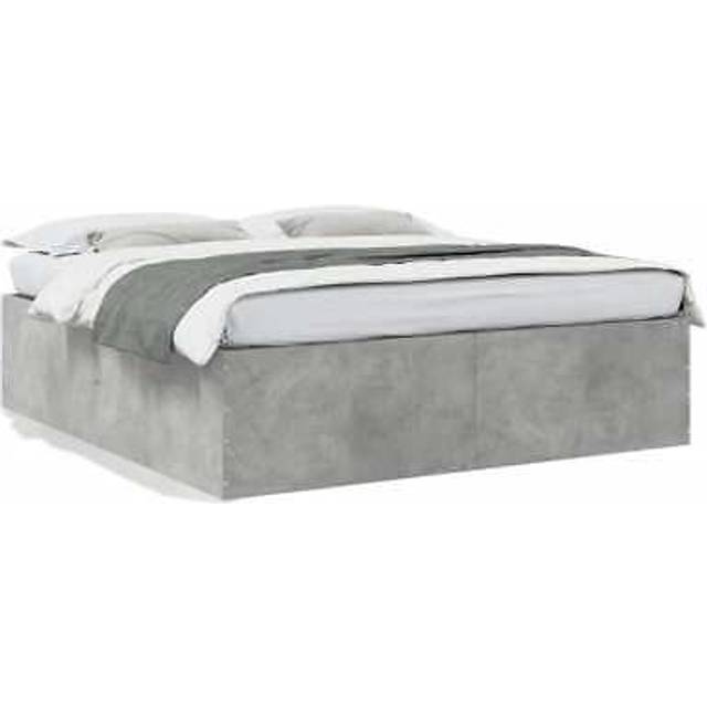 (concrete grey, 200 x 200 cm/ 45 cm) vidaXL Bed Frame Home Bed Base Bedstead Brown Oak 140x190 cm Engineered Wood