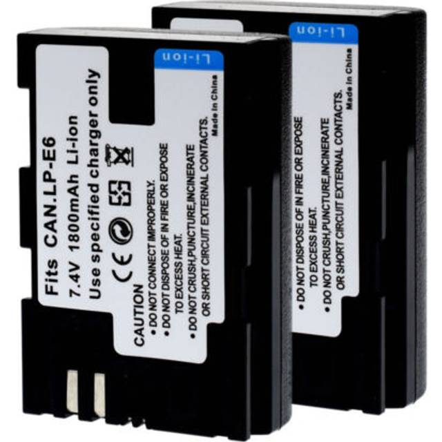 2x Battery For Canon Lp-e6 Lc-e6e Eos R R5 R6 5d Mark Iv Ii Iii 5ds 6d Mark Ii