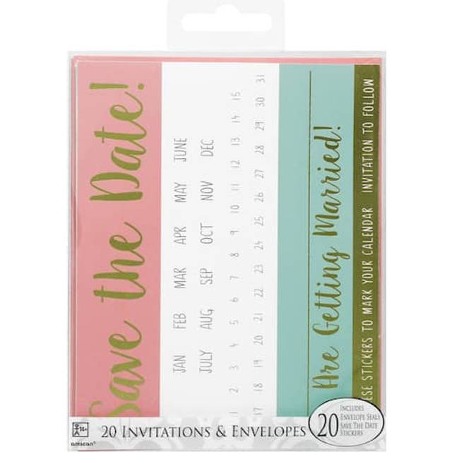 "Amscan Save the Date Value Pack Invitations - 4"""" x 6""""  Pack of 20"
