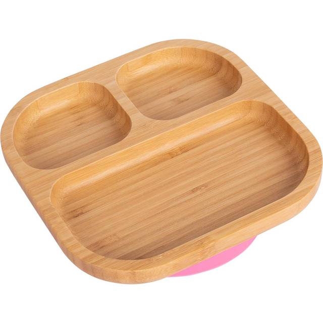 Square Divider Bamboo Suction Plate - Pink
