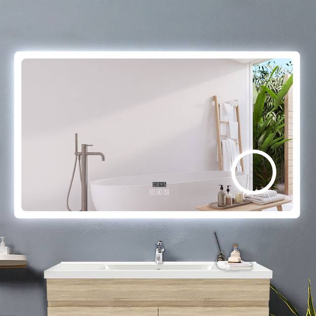 Chuhay Magnifying Lighted Wall Mounted Bathroom/Vanity Mirror - White (60cm x 100cm)