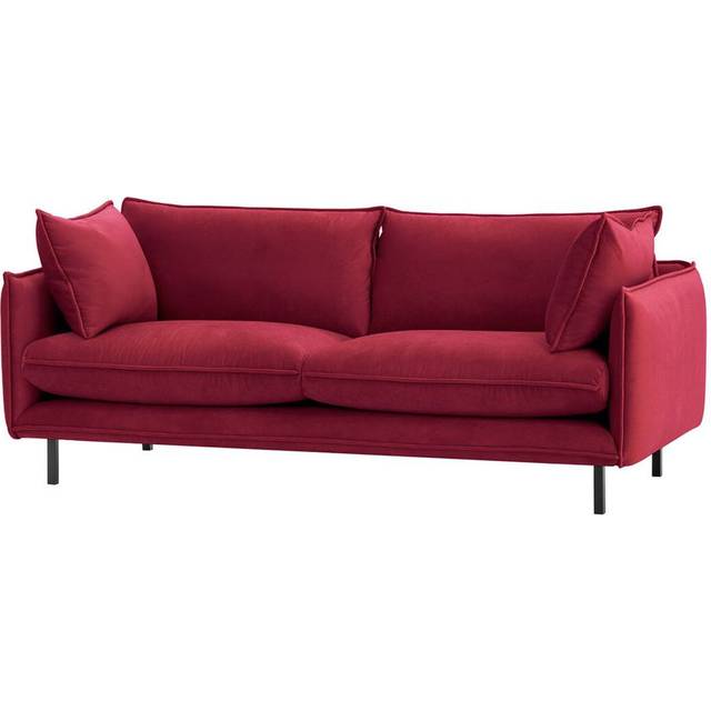 Neshay 3 Seater Velvet Sofa - Red (92cm H X 220cm W X 103cm D)