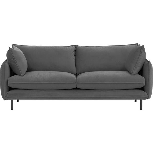 Neshay 3 Seater Velvet Sofa - Grey (92cm H X 220cm W X 103cm D)