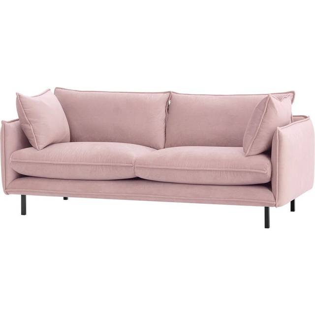 Neshay 3 Seater Velvet Sofa - Light Pink (92cm H X 220cm W X 103cm D)
