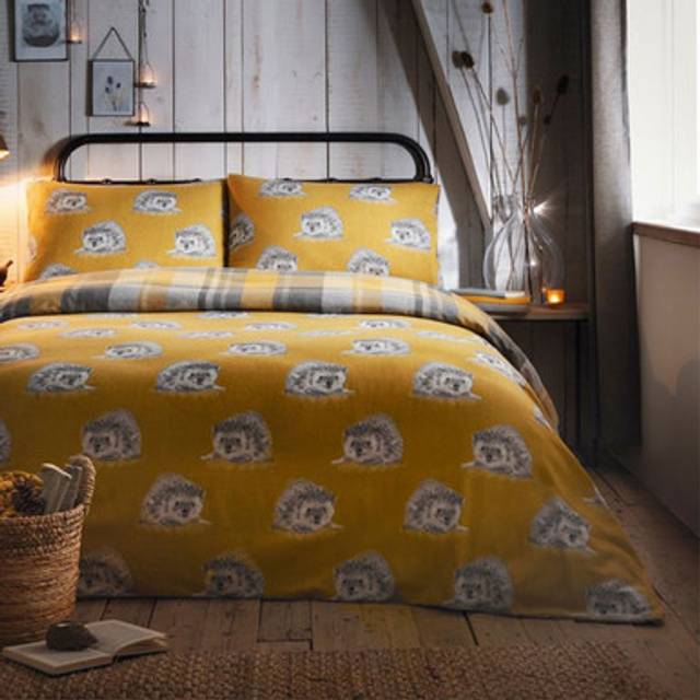 Dreams & Drapes Colville Check Duvet Cover Bedding Set Ochre - Yellow/Ochre