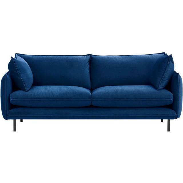 Neshay 3 Seater Velvet Sofa - Blue (92cm H X 220cm W X 103cm D)