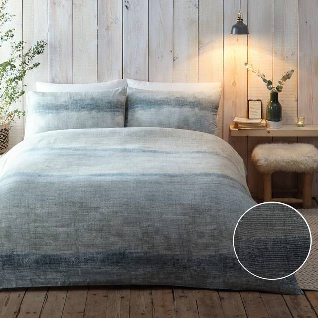 Appletree Hygge Anson Stripe Duvet Cover Bedding Set Green