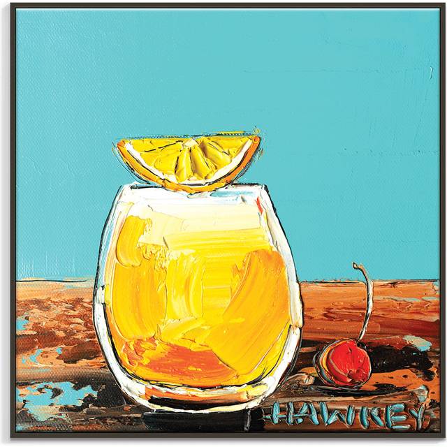 Amaretto Sour Summer by Rosalind Wheeler - Painting on Canvas - Black Framed Canvas (61cm H x 61cm W x 5cm D)
