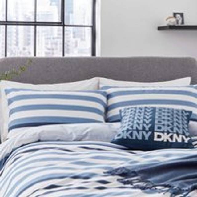 'Urban Stripe' Cotton Duvet Cover Set - Blue - Single